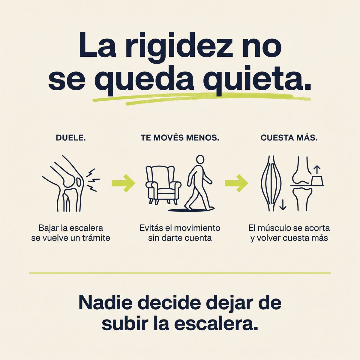 Por qué la rigidez empeora: duele, te movés menos, volver cuesta más